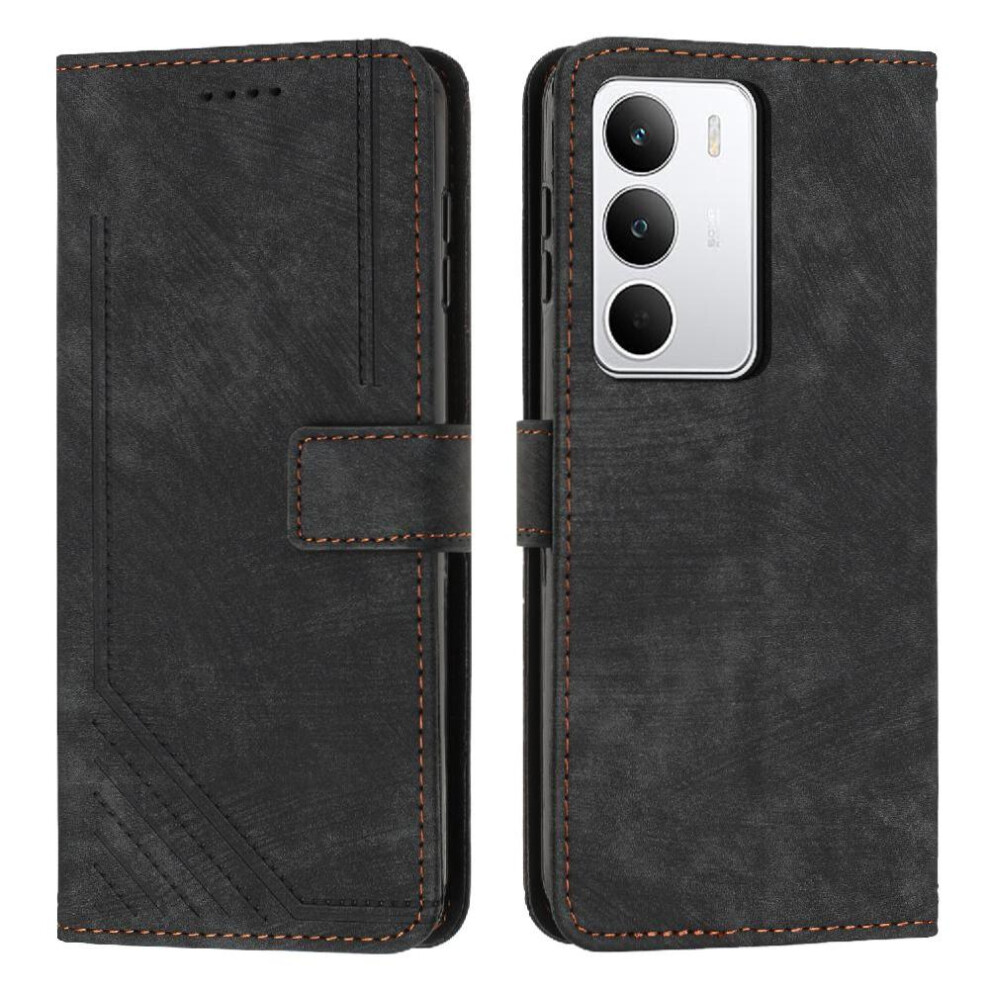 (Black) Flip Case For Realme C71 Wallet Card Insertion Kickstand Pu Leather Black 764563152957