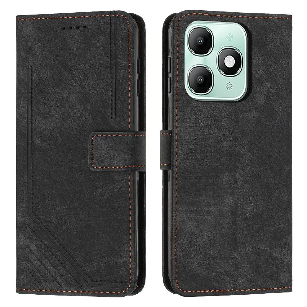 (Black) Flip Case For Itel A90 4G Pu Leather Wallet Kickstand Card Insertion Black 764563153435