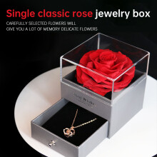 Ewige Rosenbox mit Halskette, Konservierte Blumen, Rose mit Kristall-Halskette, Geschenke für Mama, Ehefrau, Freundin, Sie zum Jahrestag, M