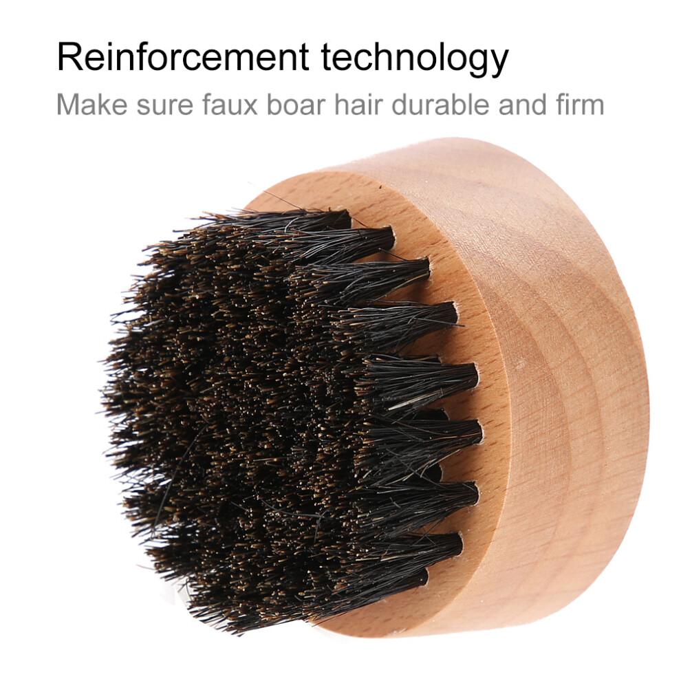 Beard Shaping Brush for Men Beech Wood Handle Faux Boar Hair Grooming Tool
