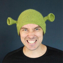 Shrek Hats with Ears, Adult Cosplay Prop Halloween Party, Green Beanie Hat Gifts