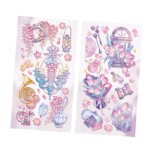 2PCS Vintage Scrapbook Stickers Flowers Gilding Paper 8x16cm Purple