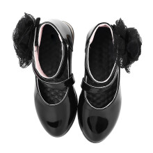 Kleinkind Mädchen Ballettschuhe Lackleder Weiche Sohle Blumen Geschlossene Zehen Niedrige Partyschuhe Hochzeitschuhe Größe 34 Inner 21,0cm