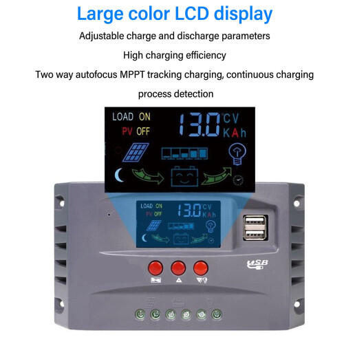 MPPT Solar Charge Controller 12V/24V 30A LCD DP USB Regulator 1