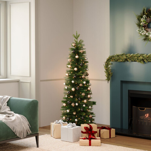 Charles Bentley 6ft Pre-Lit Faux Pencil Christmas Tree | 200 Warm White LEDs 1