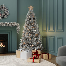 6ft Pre-Lit Faux Hinged Snowy Christmas Tree | 260 Warm White LEDs