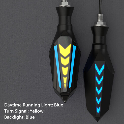 2 Stück 12V Blau/Gelb LED-Blinker 110x30mm