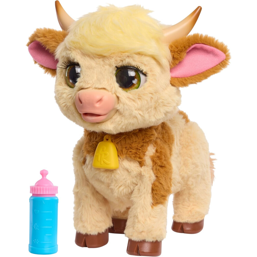 Character Options Just Play Furreal Maggie The Feed & Follow Cow 11 Inch Interactive Highland Mini Cow