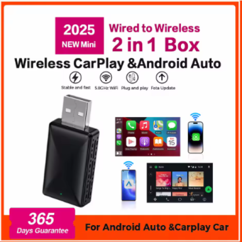 Wireless Carplay Adapter Android Auto Wireless Smart Dongle 2in1