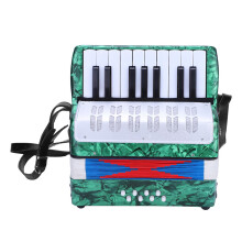 17-Key 8-Bass Green Piano Accordion for Beginners, Lightweight & Portable