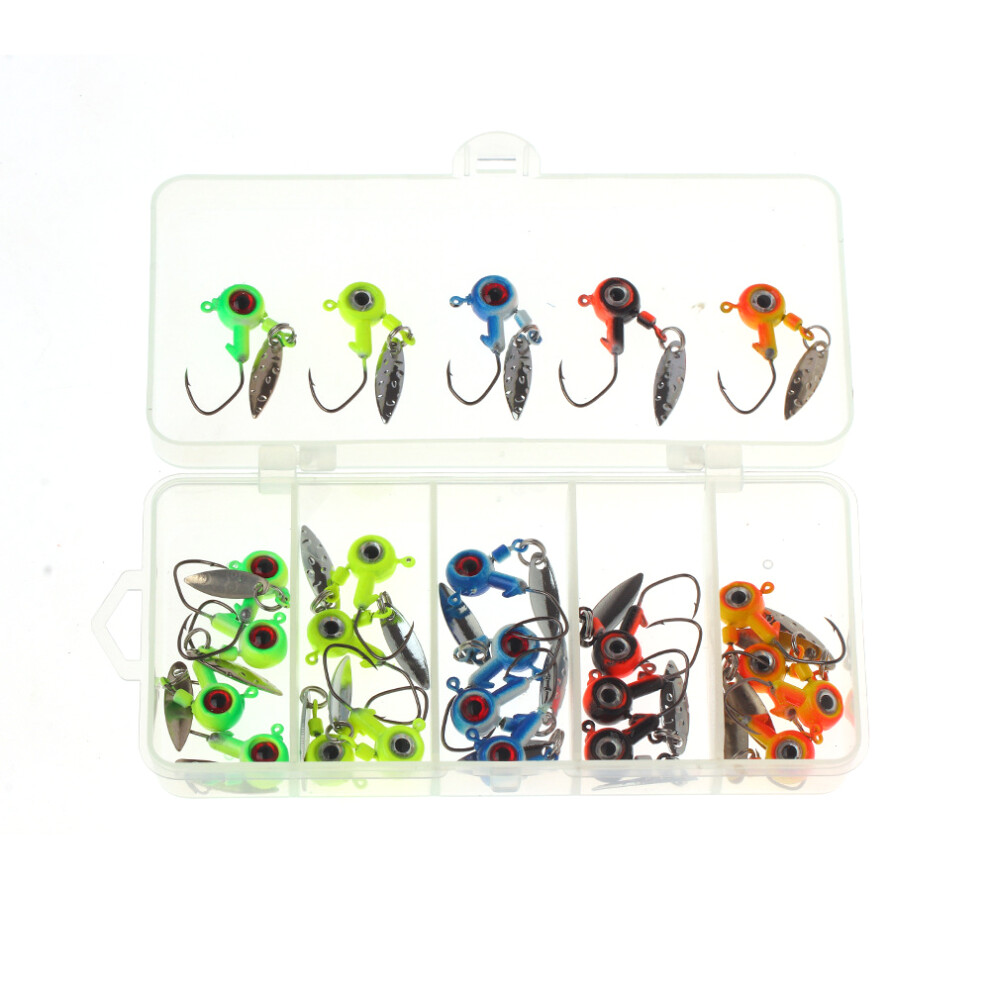 Jig Heads Hooks Kit 25Pcs with V-Shape Design for Bass Crappie 0.14oz 0.08oz
