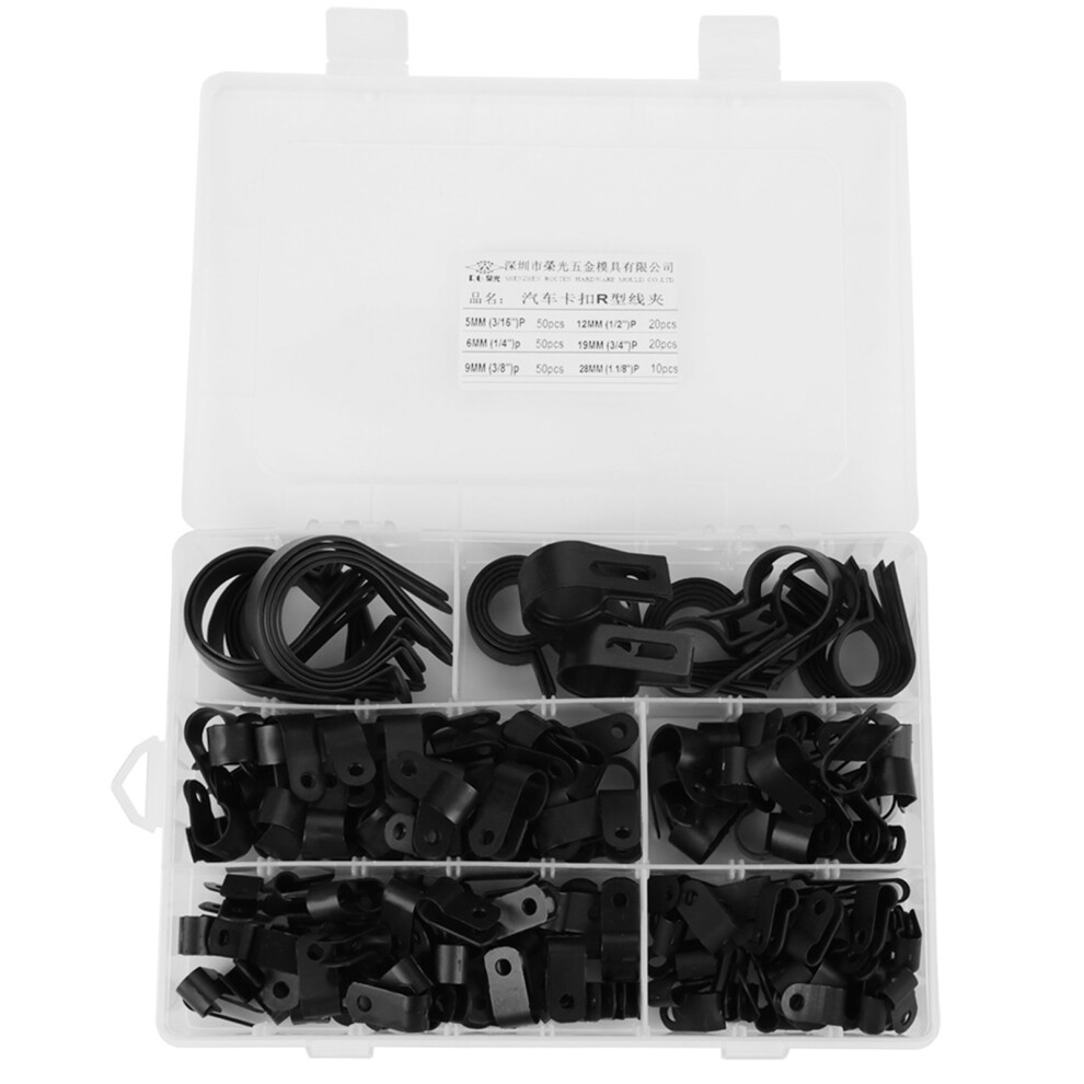 Nylon P Clips Fasteners 200Pcs For Cable Conduit System Black Color 5041334347749