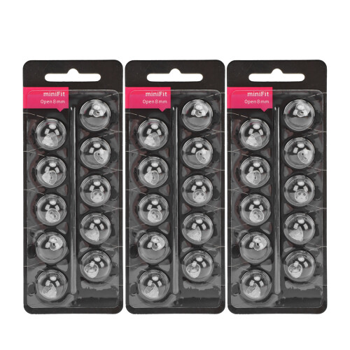 30 pezzi Sound Aid Open Fit Domes Minifit Nero 8mm 2