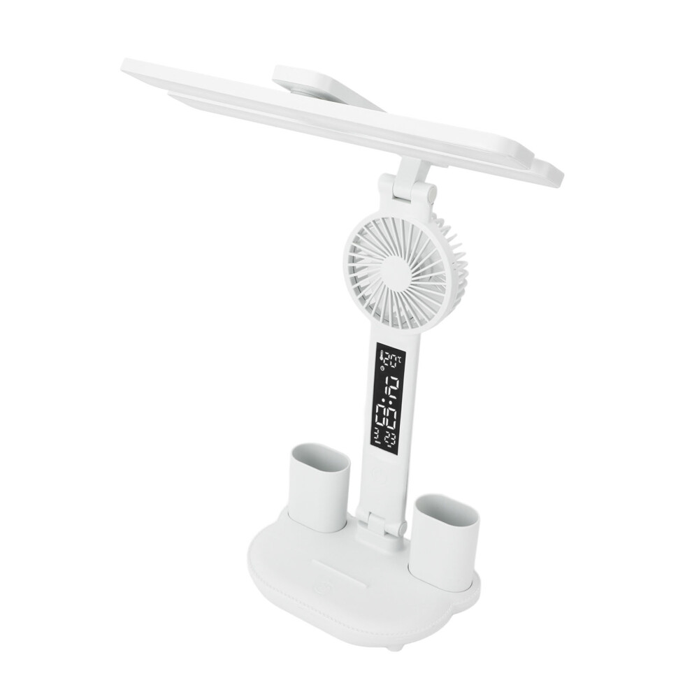 Rechargeable LED Desk Lamp with Fan, Clock, Dimmable 7W, Foldable-image-OPC-PJCWZQY-NEW