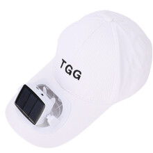 Sombrero blanco de ala ancha con ventilador solar 32x18cm 300mAh USB