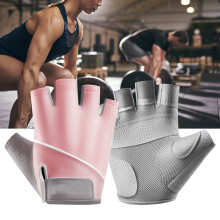 HalbFinger-Sports-Handschuhe Polyester Unisex Antirutsch Atmungsaktiv Sonnenschutz Fahrrad-Handschuhe für Workout Motorrad Fitness Pink M
