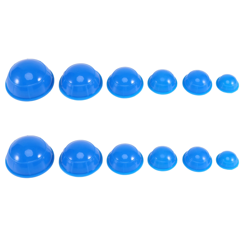 Blue 12Pcs Health Care Vacuum Cupping Cups Silicone Suction Massage