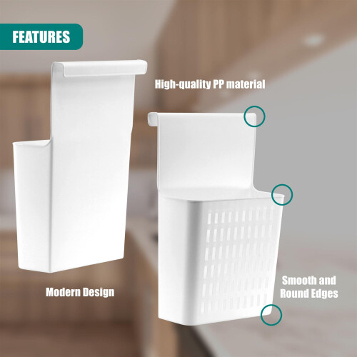 GEEZY GEEZY Over the Door Storage Basket Plastic Pantry Organizer Hanging Storage Organizer 2