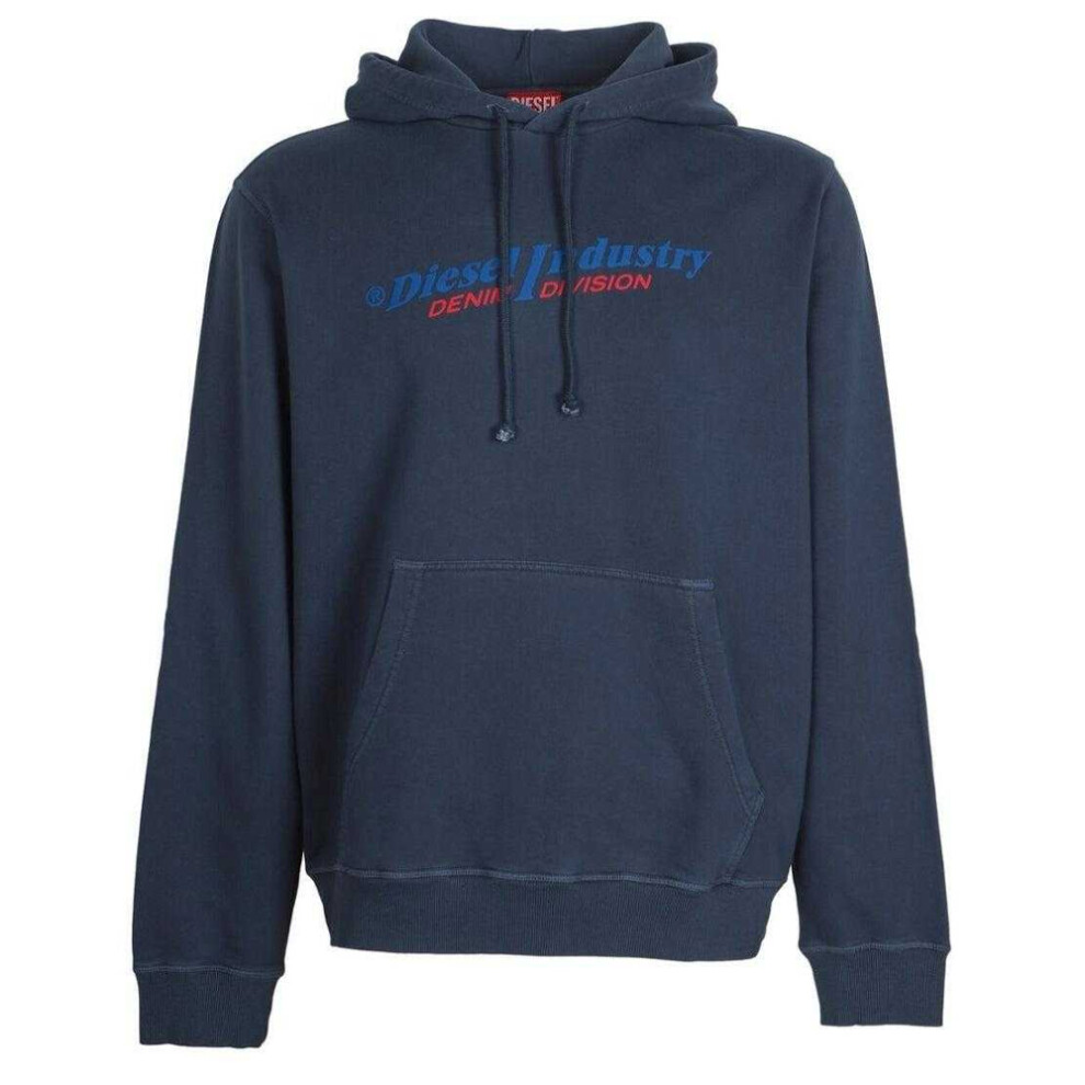Diesel Men's Blue,Multicoloured (L, Navy) Industry Denim Division Hoodie