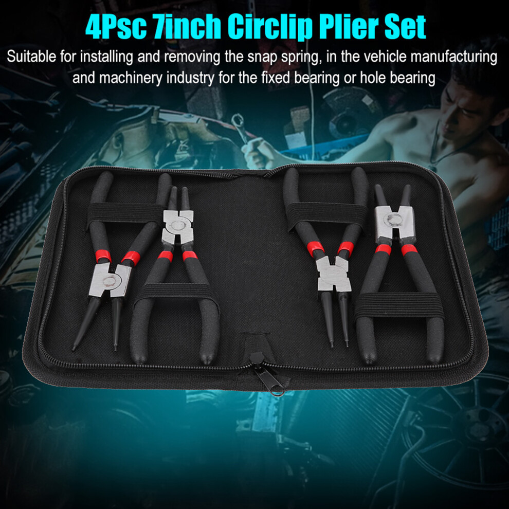 Comprehensive 4Pcs 7In Circlip Snap Ring Pliers - Straight & Bent Jaws 9411334364033