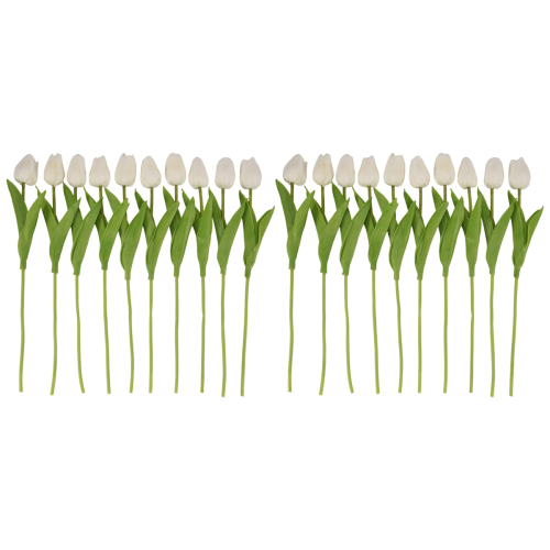 20Pcs White 13.8inch Artificial Tulips Flowers 2