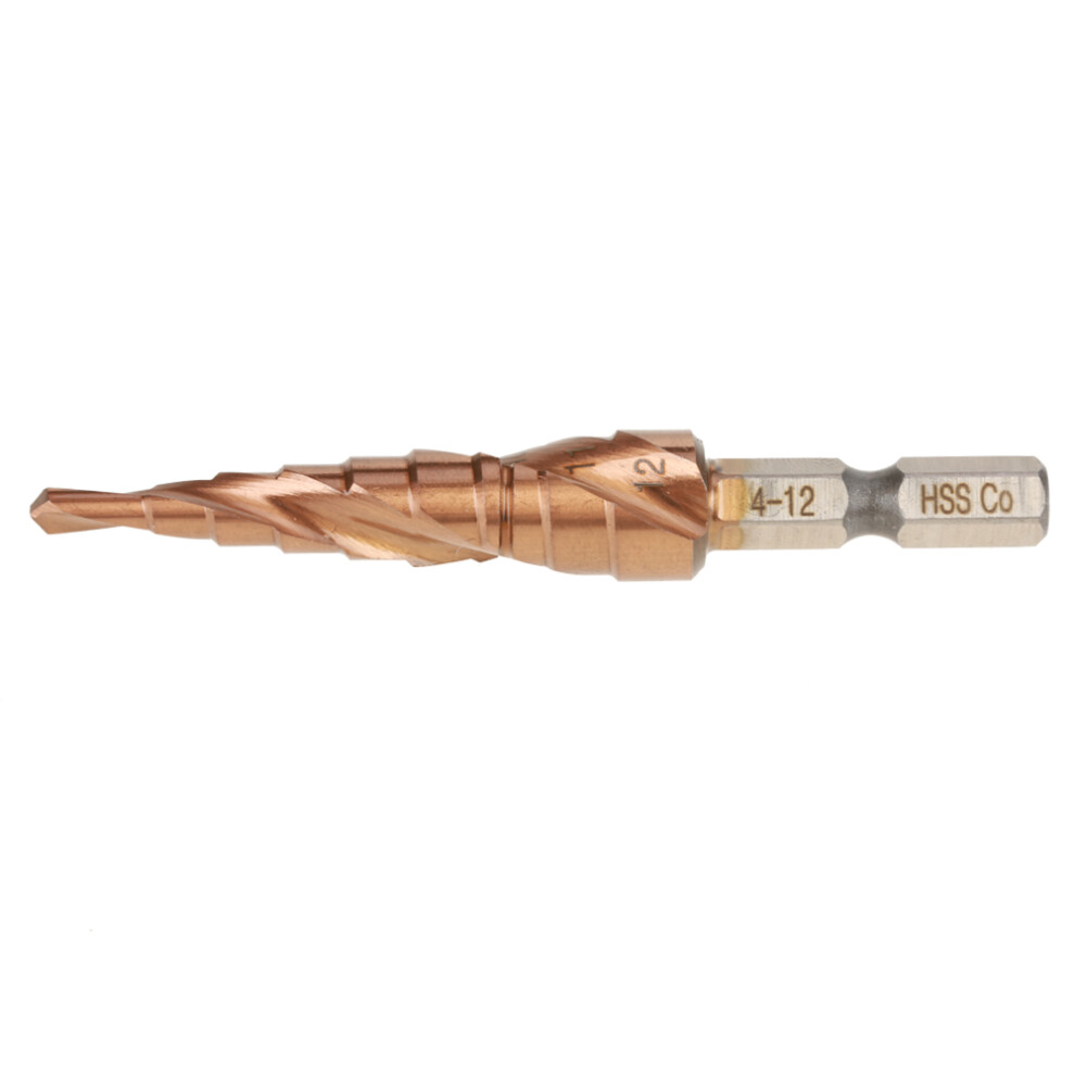 1Pc Hex Handle Spiral Groove Step Cone Cobalt Drill Bit 4-12Mm High Speed Steel 8371334365410