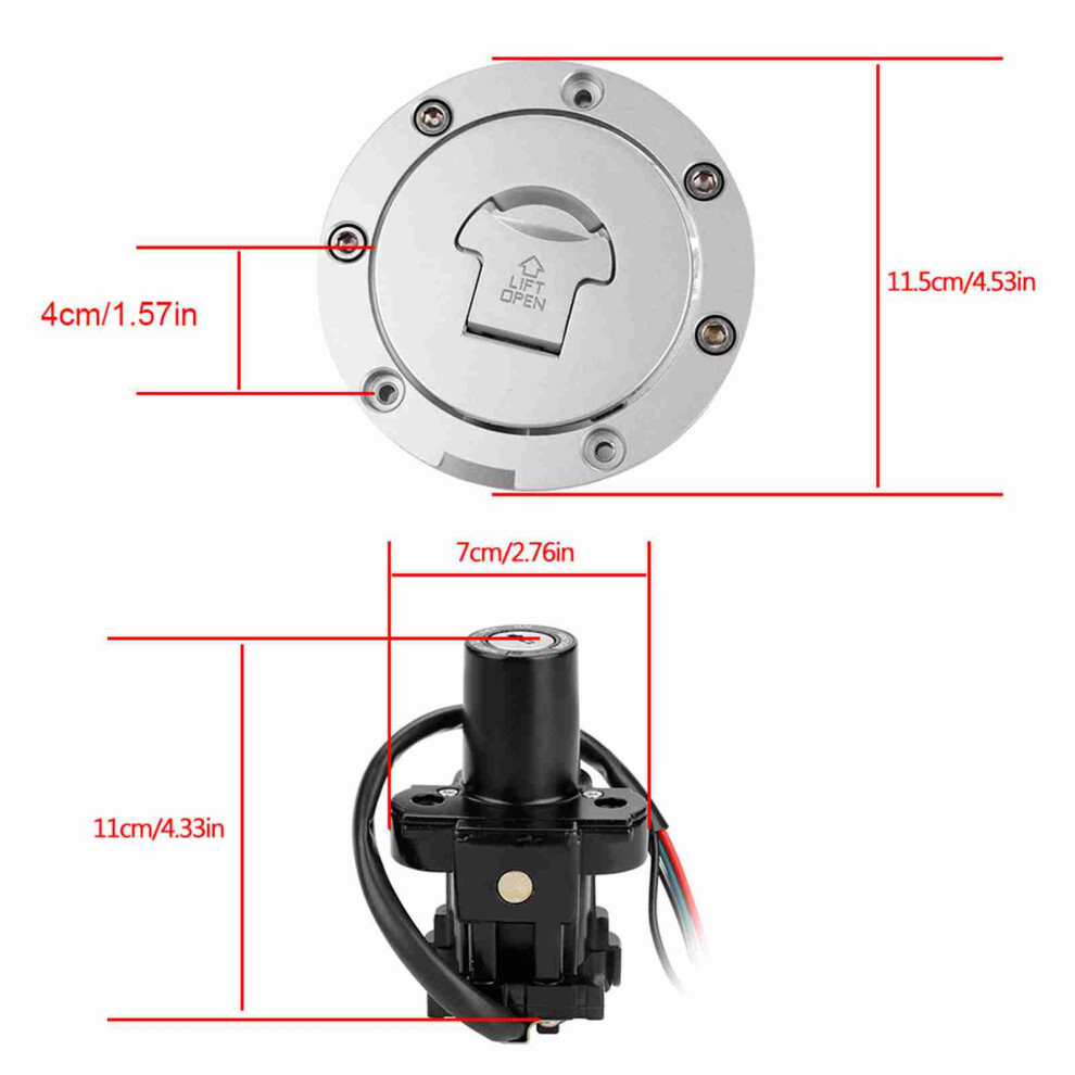 Fuel Gas Cap Lock Set For Cbr600 F4 F4i 2001-2006 Black/Silver/Blue 4951334365883