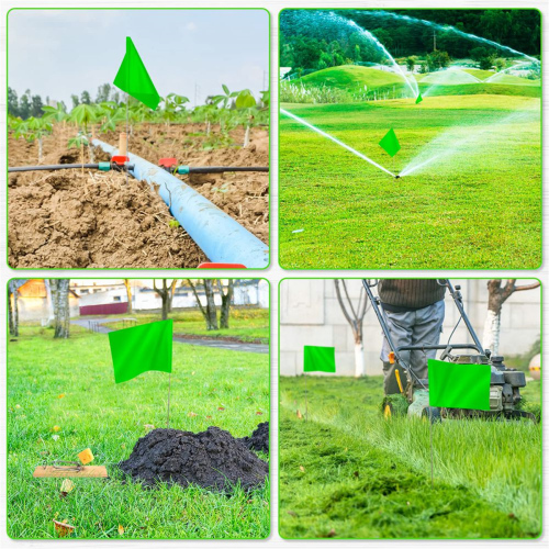Marking Flags Marker Flags for Lawn 30 Pack, PVC Small Flags, Green 2