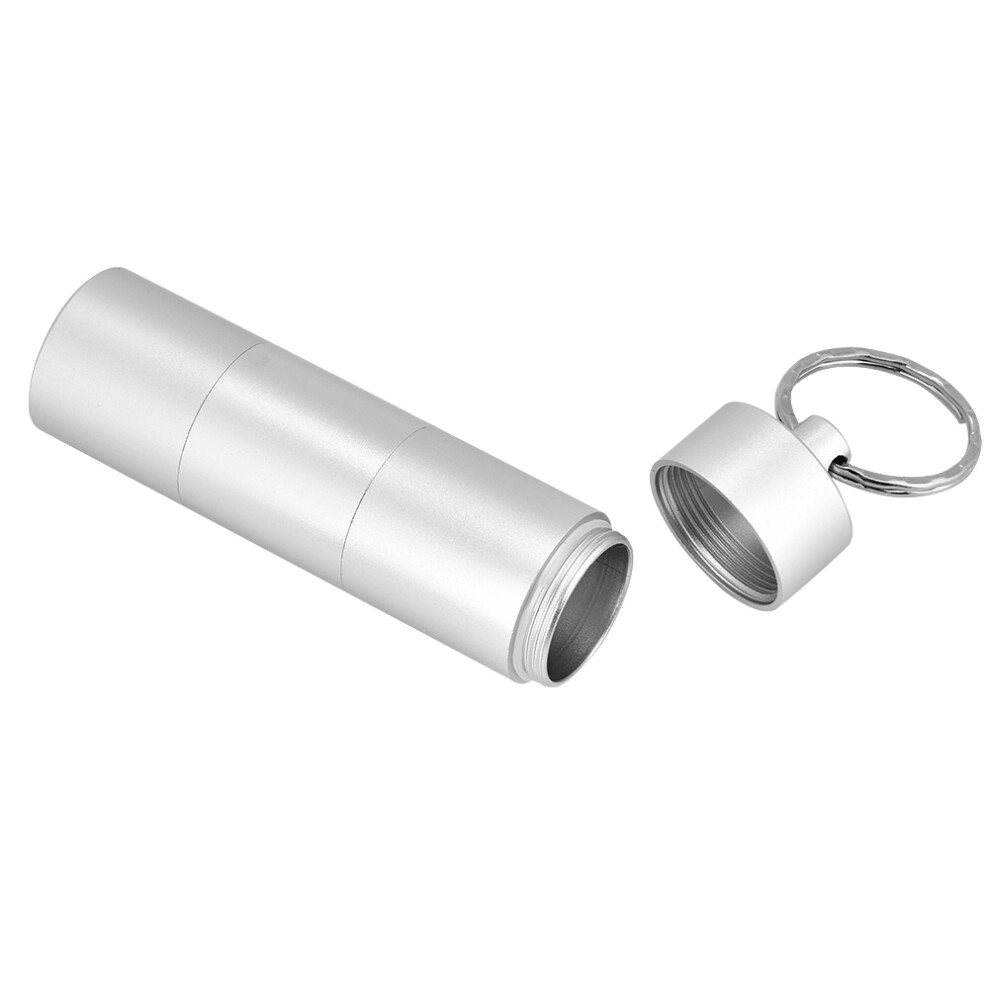 Silver Waterproof Aluminum Alloy Pill Bottle Holder For Outdoor Survival,