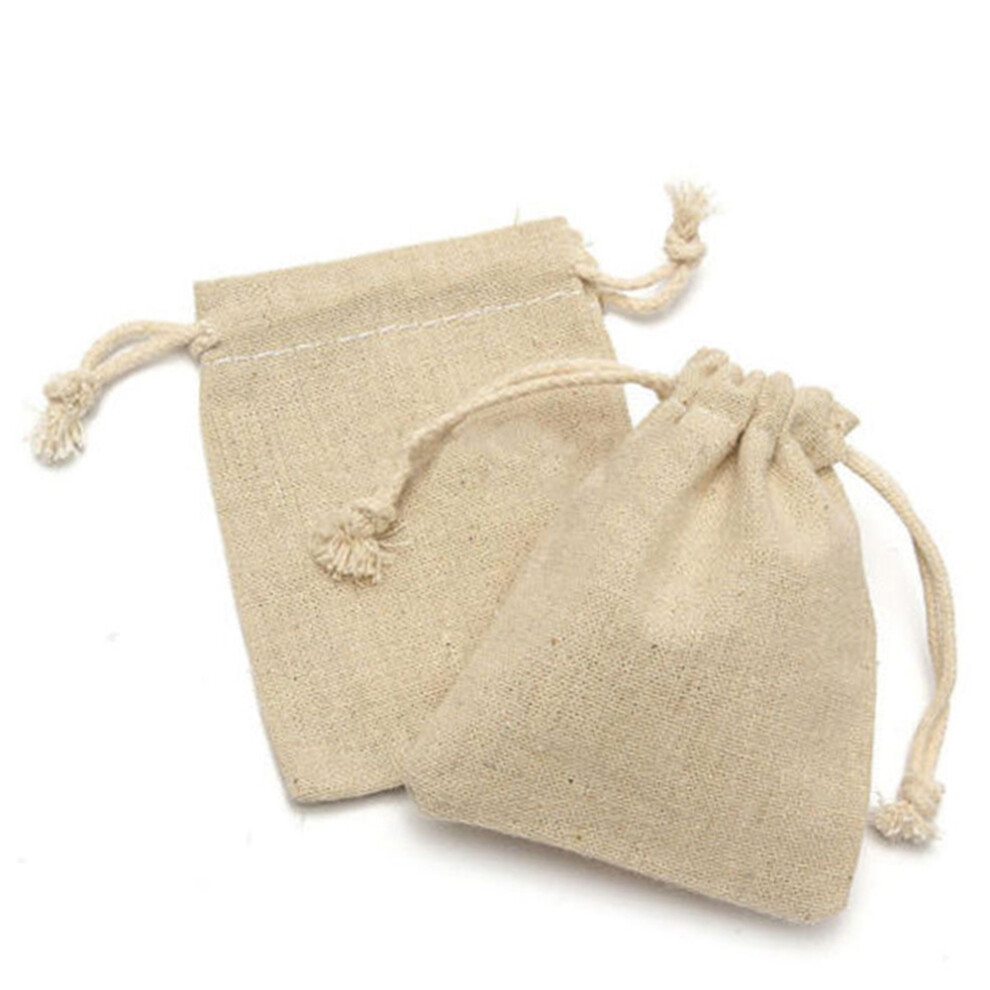 50Pcs Natural Burlap Drawstring Bags - Eco-Friendly Linen Pouches
