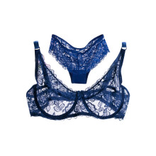 Women Lace Gauze Push Up Bra & Brief Set - 34/75B to 40/90B