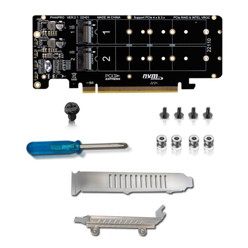 PCIE X16 til M.2 M-Key NVMEx4 SSD 2U Server Riser-kort Dobbeltsidet