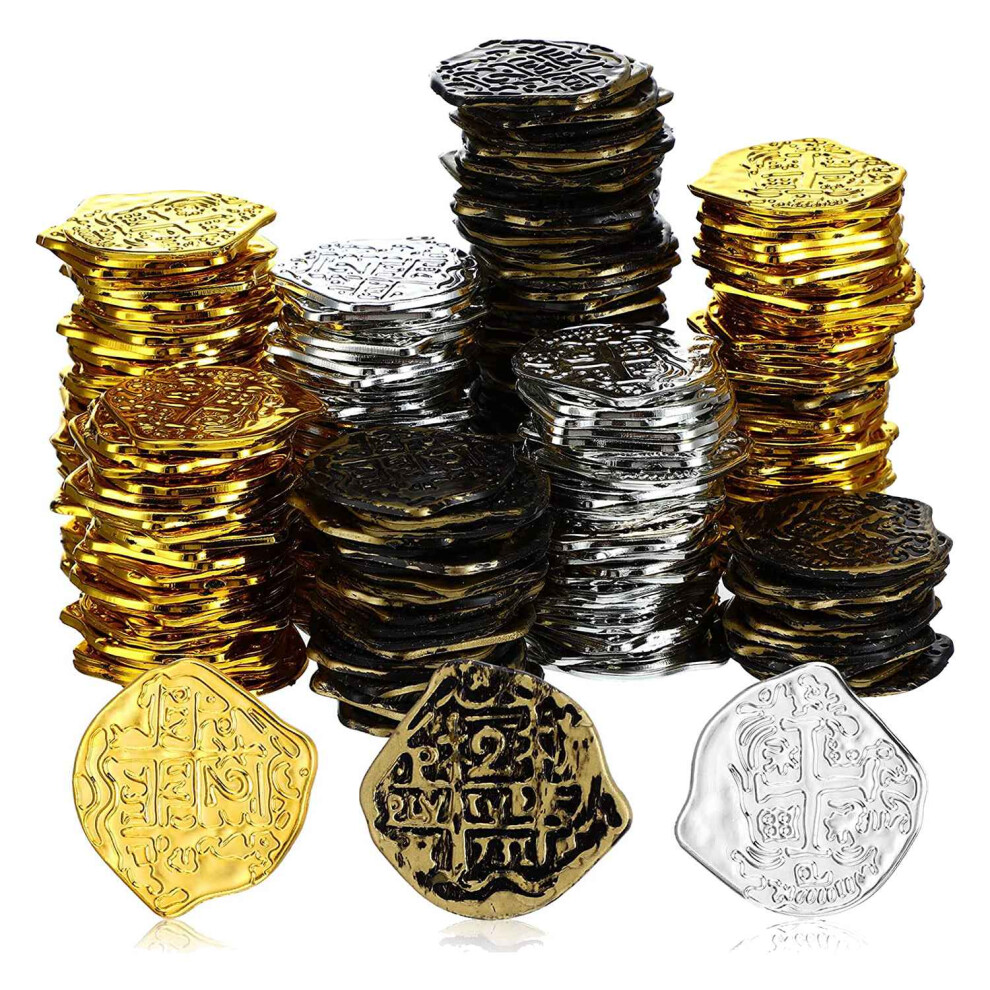 300 Pcs Plastic Coins Pirate Coins Coins for Toys Cosplay-image-OPC-PJCX7F8-NEW