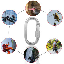 Alloy Steel Outdoor Carabiner Lock - 25KN, Silver, 10.7x5.8cm