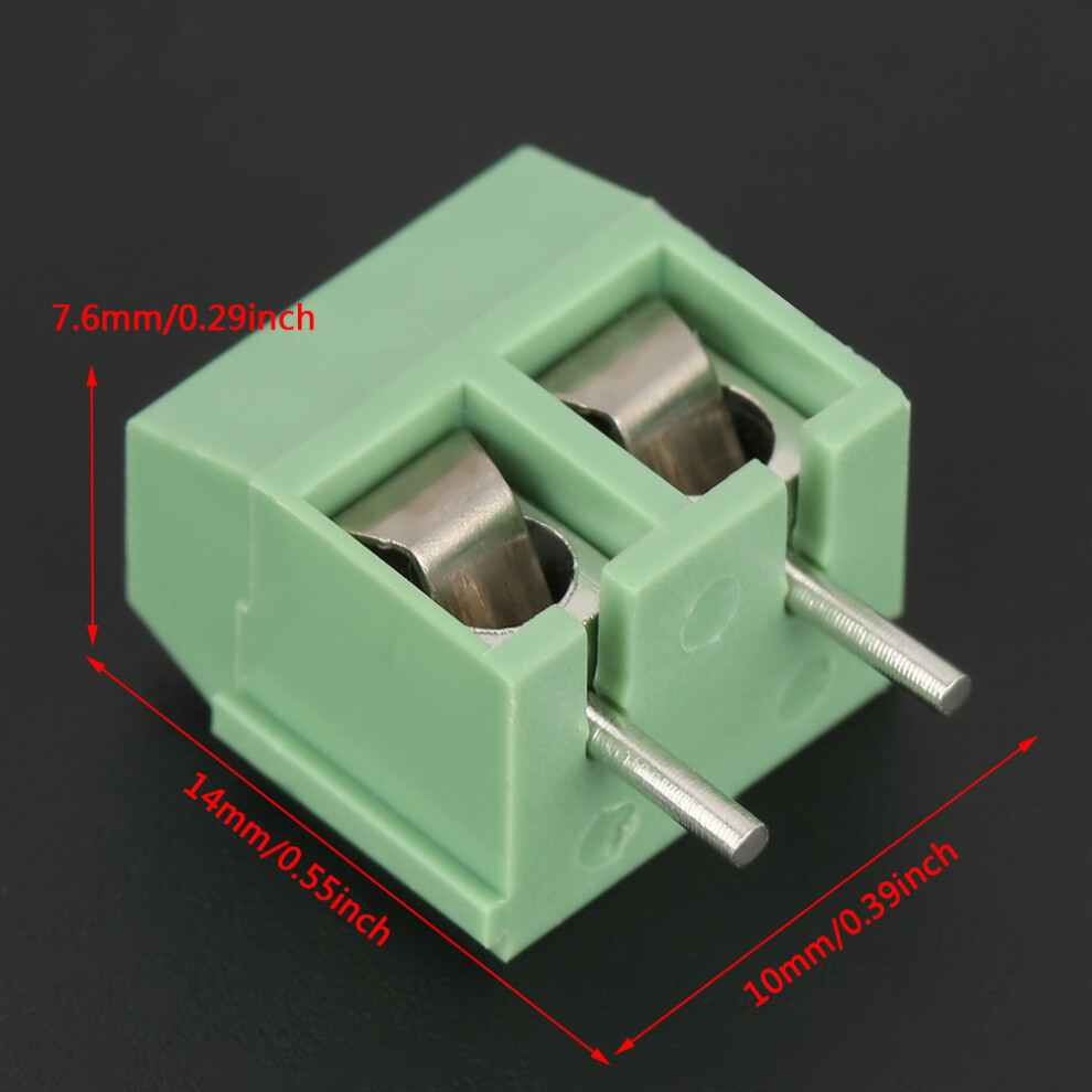 Green 2 Pin Pcb Connector 5Mm Pitch Screw Terminal Block - 50Pcs 4601334393040