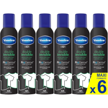 6 x 250ml Vaseline Double Invisible 48H Pro Derma Anti-Perspirant