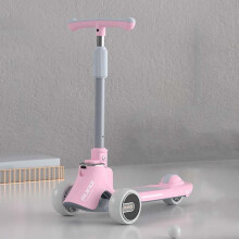 MIJIAQI 01 3 In 1 Multifunctional Foldable Children Scooter with Music and Lights, Spec: Pink