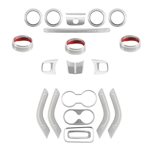 Kit di rivestimento per interni auto, 21 pezzi, argento 1