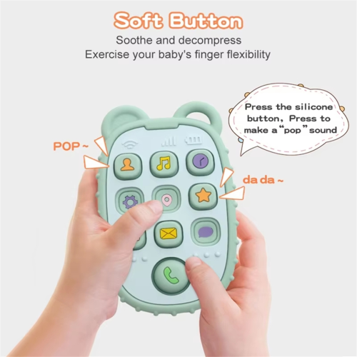 Bear Shaped Silicone Teether Toy for Toddlers - , B 2