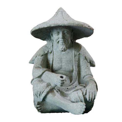Mini statuetta di pescatore in resina per acquario 1