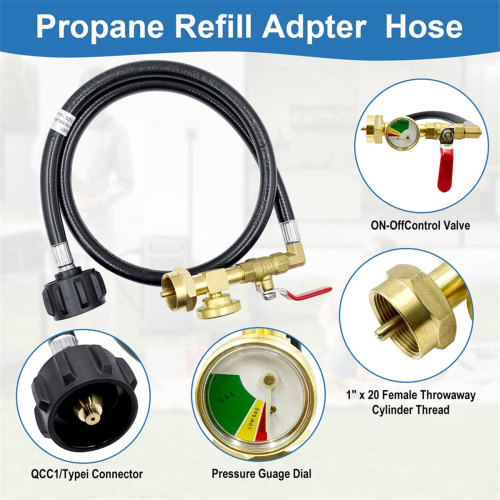 Propaantankadapter voor 1 lb. tanks, propaannavulslang 1