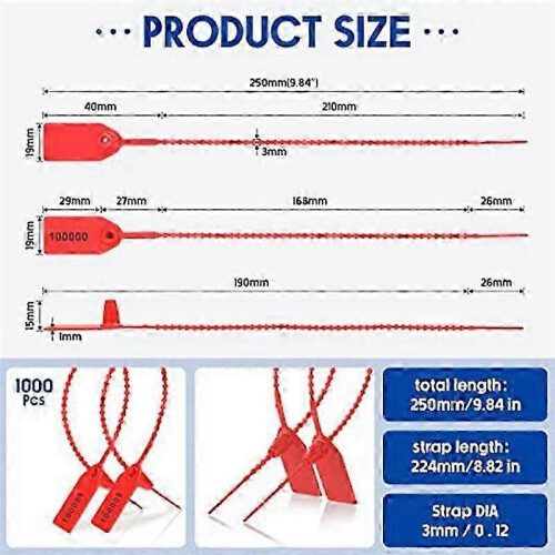 1000 Pcs Plastic Tamper Seals Tags Security Tags Seals Numbered Zip Ties Labels 2