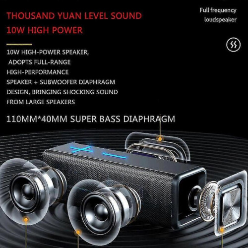 (Black) Wireless Bluetooth-compatible Speakers U-disk/tf Card/aux Input Supported 2