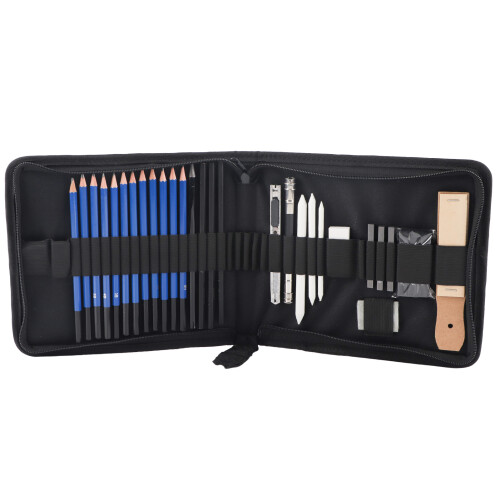 33pcs Professional Sketching Kit with Pencils Charcoal Sharpener and Bag 1