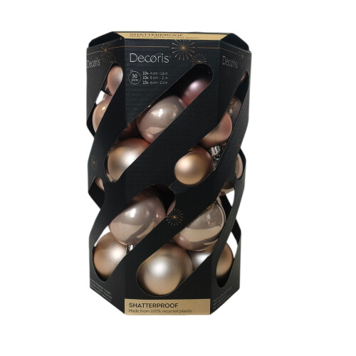 30 Blush Pink Christmas Tree Baubles Shatterproof 1