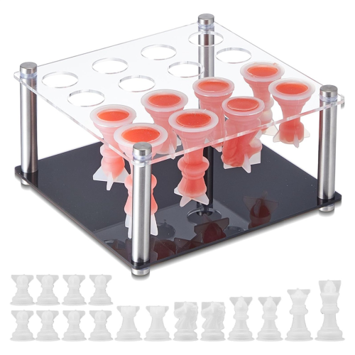 Chess Piece DIY Kit Include 1 Chess Piece Holder and 16 Chess Molds