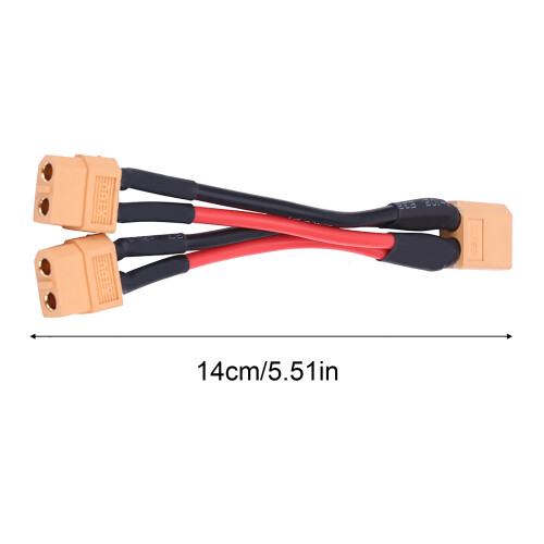 Parallel XT60 Battery Adapter 14AWG 1M-2F for RC Lipo Packs 2