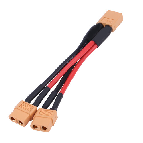 Parallel XT60 Battery Adapter 14AWG 1M-2F for RC Lipo Packs 1