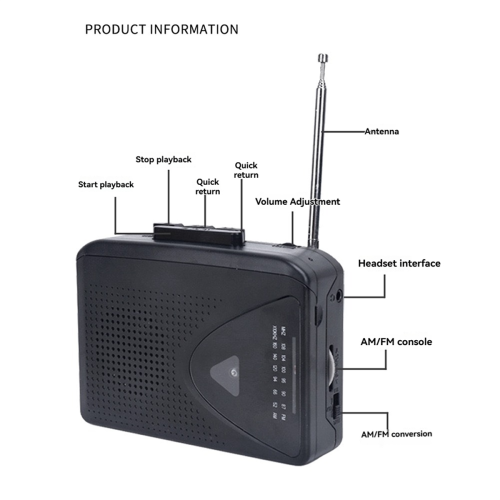 Lecteur de cassettes portable Radio AM/FM Options d'alimentation double 1