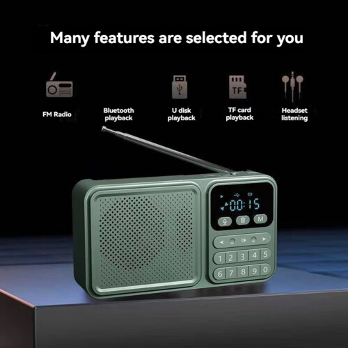 Draagbare FM-radio Draadloze Bluetooth-luidspreker Groen 1